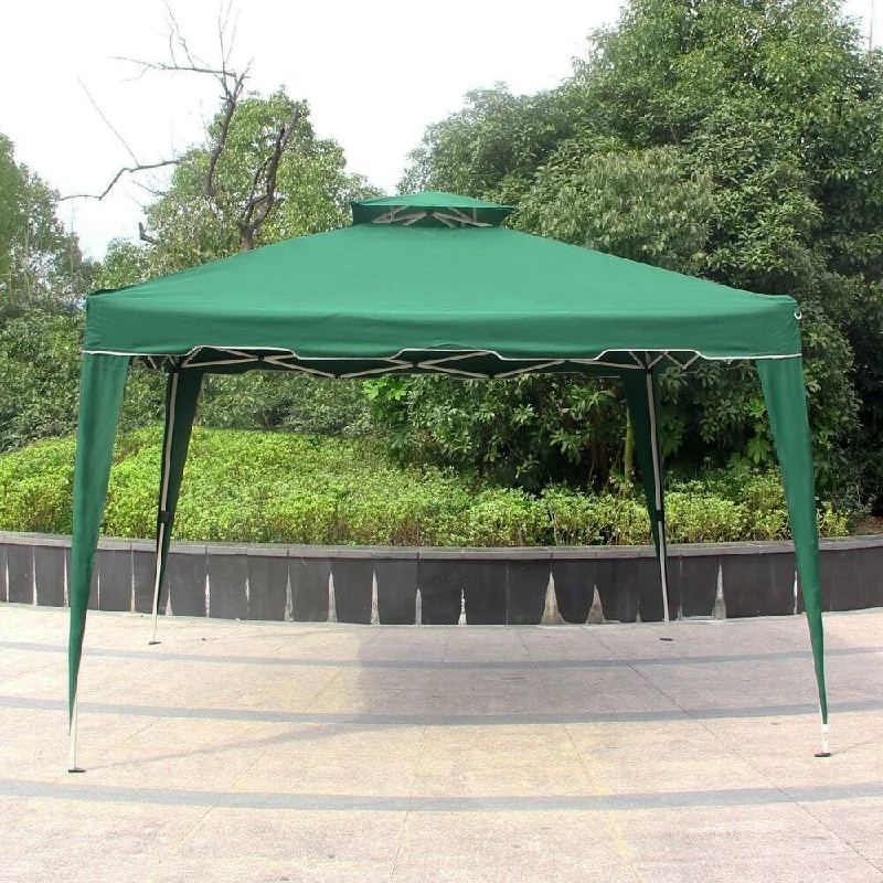 10' x 10' Garden Pop Up Canopy Gazebo Patio Outdoor Double Roof Easy Set Up Canopy Tent, Hunter Green