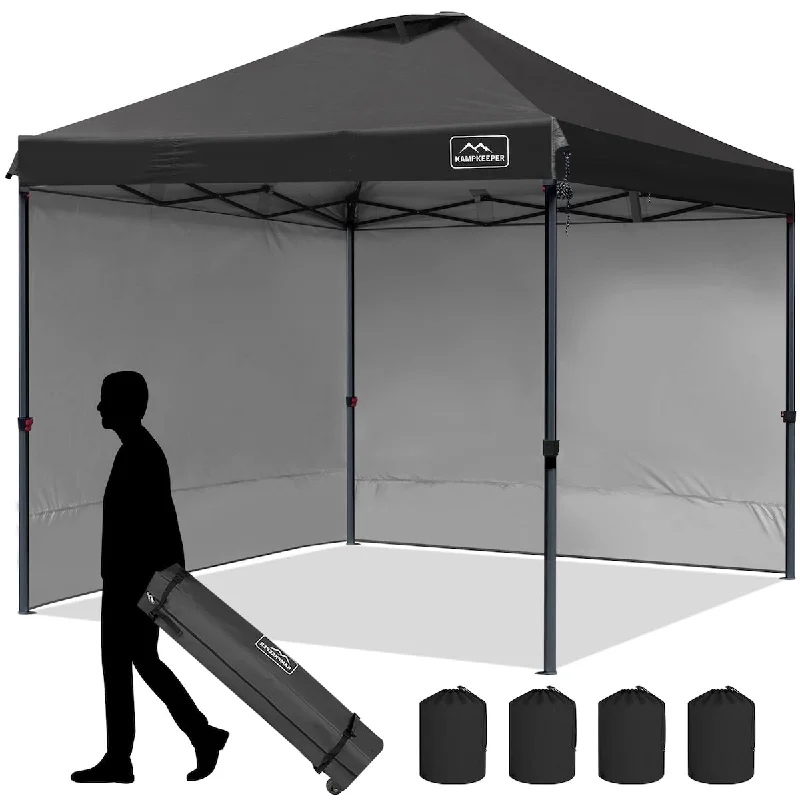 10x10 Canopy Tent with sidewalls,Pop Up Canopy Tent for Commercial Garden Party, with 2 Sidewalls & 4 Weight Bags & Carry Bag