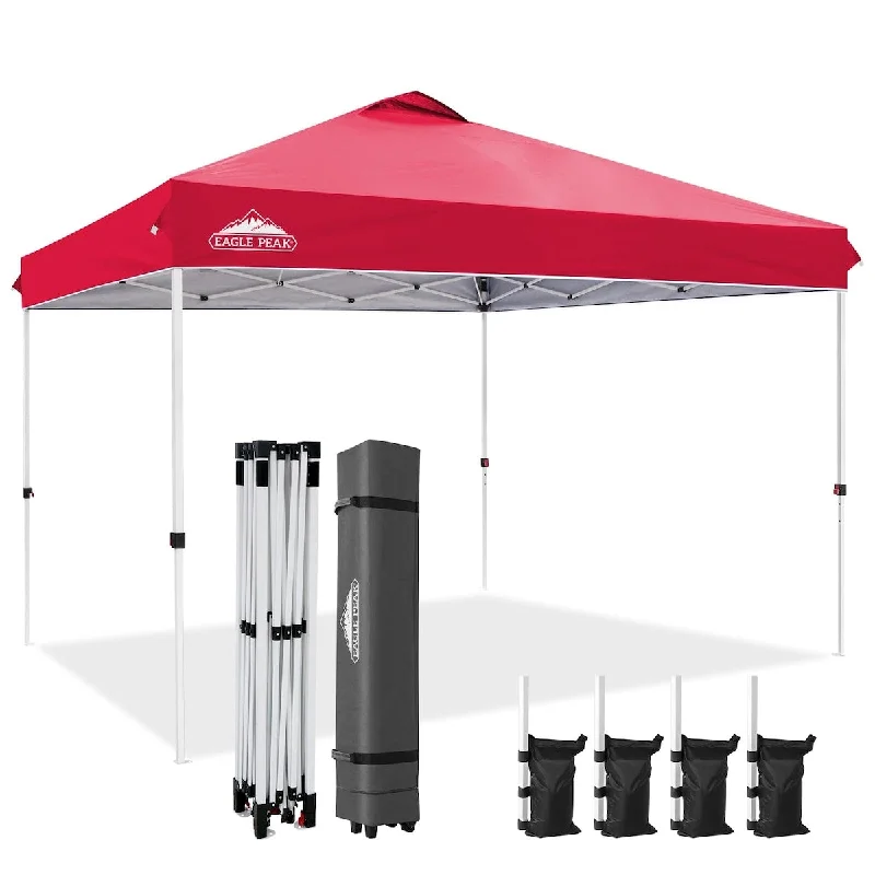 12x12 Pop Up Canopy Tent Instant Outdoor Canopy Straight Leg Folding Shelter with Wheeled Bag, 4 Sand Bags, 8 Stakes and 4 Ropes