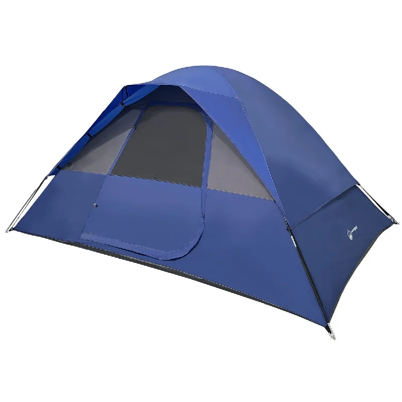 5 Person Camping Tent - Easy Set Up Tent for Backpacking, Hiking, or Beach Use by Wakeman Outdoors (Blue) - 120" x 84" x 51.6"