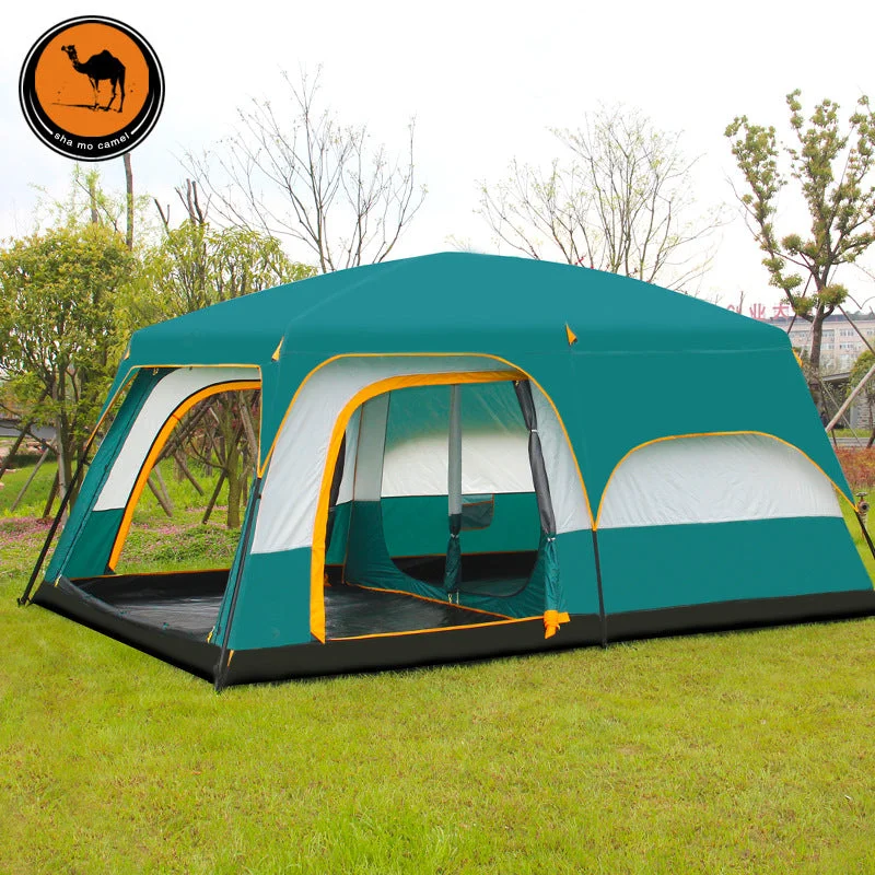 8-12 person double layer 1 hall 2 bedroom super strong waterproof windproof camping tent