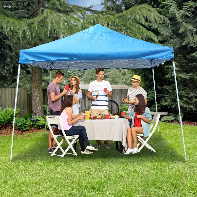 ALEKO 12'x12' Easy Pop Up Outdoor Collapsible Blue Gazebo Canopy Tent