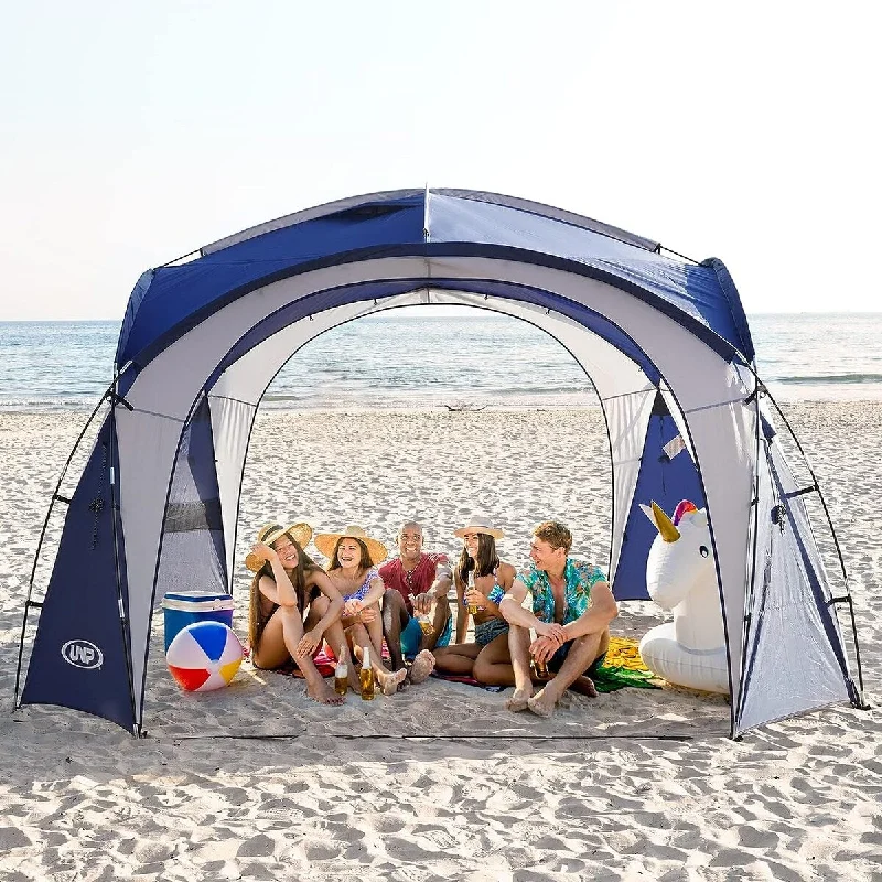 Beach Tent 12×12ft Large UPF50+ Pop Up Canopy with 2-Pcs Side Wall & Sun Shelter, for Camping/Party - 12'×12'