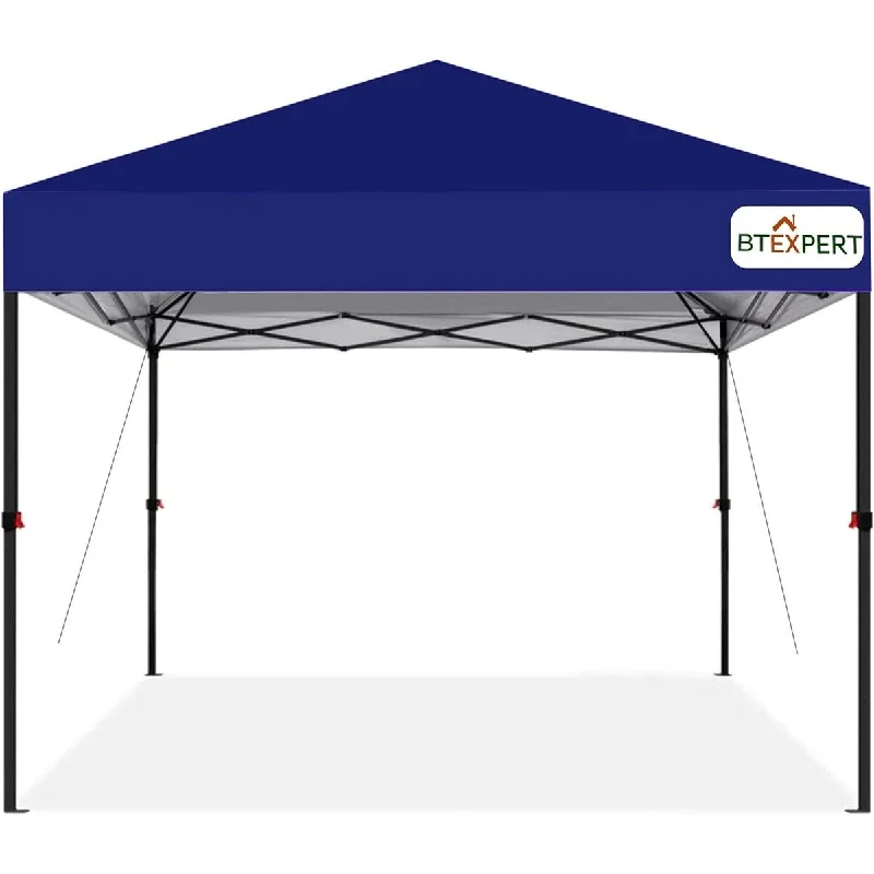 BTEXPERT 10x10ft Blue 1-Person Setup Instant Pop Up Canopy Tent Blue, One Touch Portable Shelter Outdoor Gazebo with Wheeled Bag