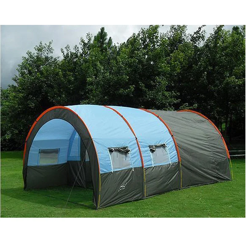 Camping Tent Waterproof Canvas Fiberglass 5-8 Person Tunnel 10 Person Tent