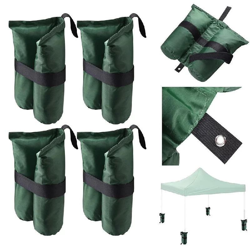 InstaHibit 4 Pcs Weight Sand Bag Oxford + PU coating with Grommet for Outdoor Pop Up Canopy Instant Tent Gazebo Green - One-size