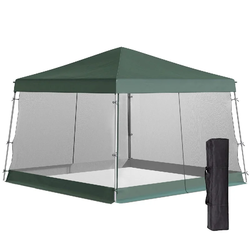 Slant Leg Pop Up Canopy Tent with Netting and Carry Bag, Instant Sun Shelter, Height Adjustable, (11.5'x11.5' Base/10'x10' Top)