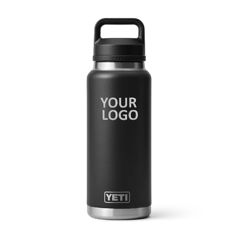 YETI Custom 36 Oz Rambler Bottles with Chug Cap, Black