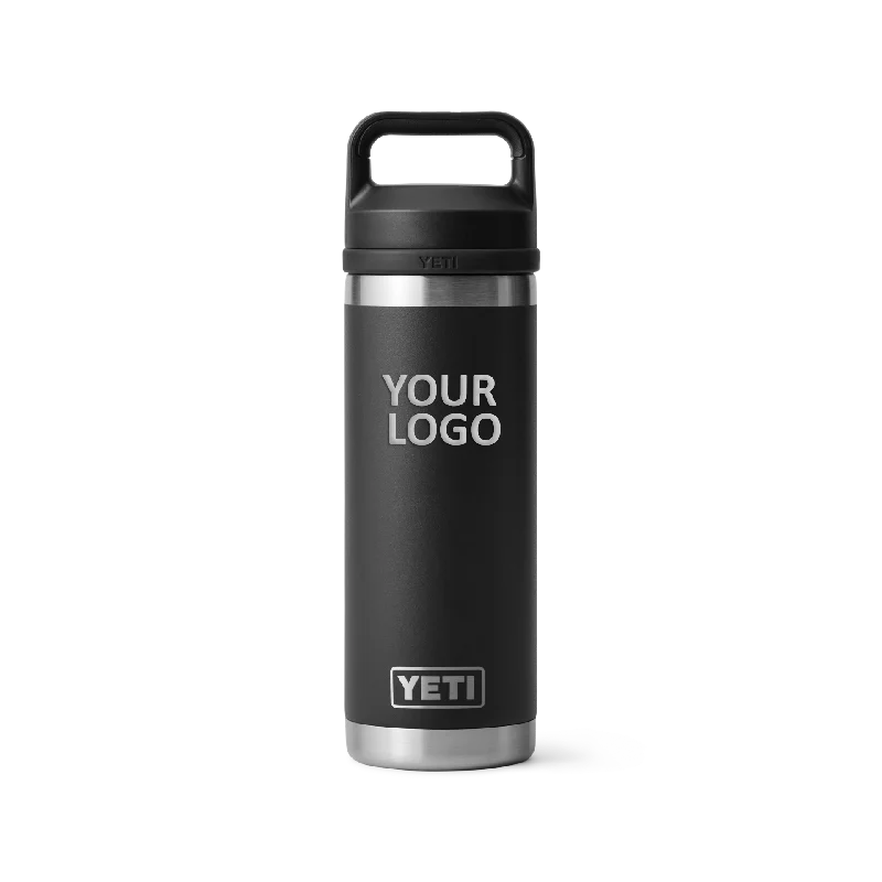 YETI Custom 18 Oz Rambler Bottles with Chug Cap, Black