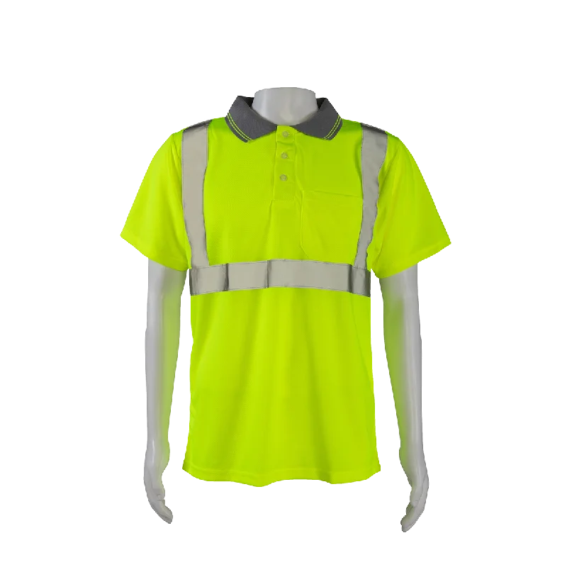 LPSS2 ANSI 107-2020 Class 2 Lime Birdseye Mesh Short Sleeve Polo-Shirt