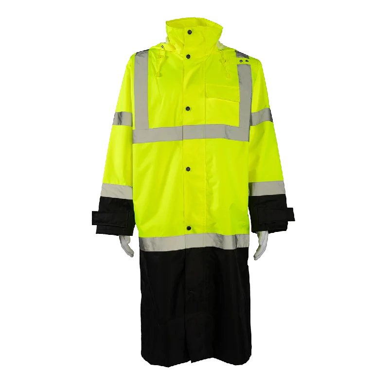 LBRC-48-C3 ANSI Class 3 Black Bottom Waterproof 48” Long Rain Coat