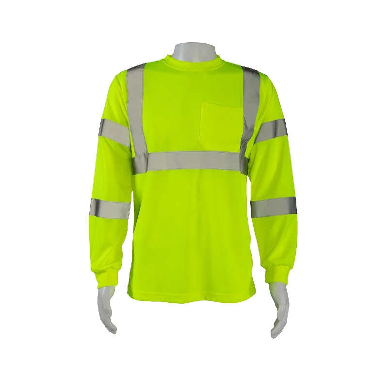 LTSL3 ANSI Class 3 High-Vis Lime Birdseye Mesh Long Sleeve T-Shirt