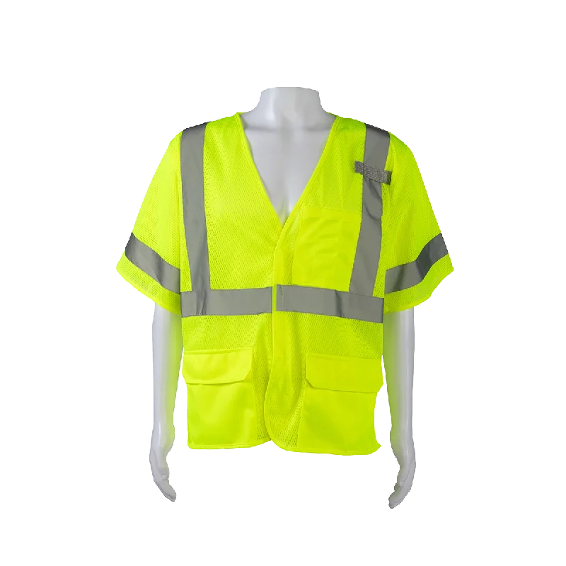 LVM3 ANSI 107-2020 CLASS 3 Vest, Lime Mesh Hook & Loop Closure