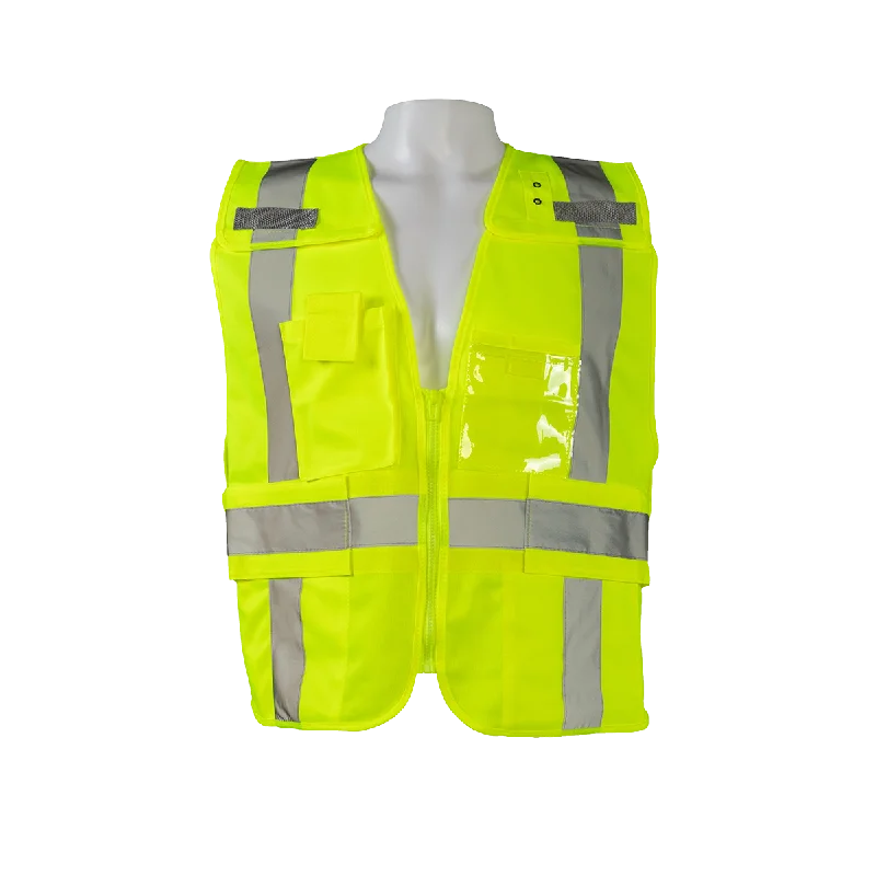 LV2-LPSV ANSI Class 2 All Lime Solid Expandable 5-Point Breakaway Public Safety Vest