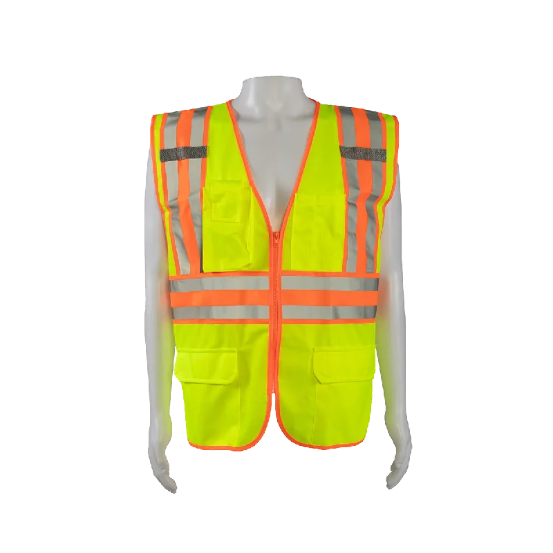 LV2-FSMBCB2 ANSI/ISEA Class II Solid Front Mesh Back Two Tone DOT Surveyors Vest