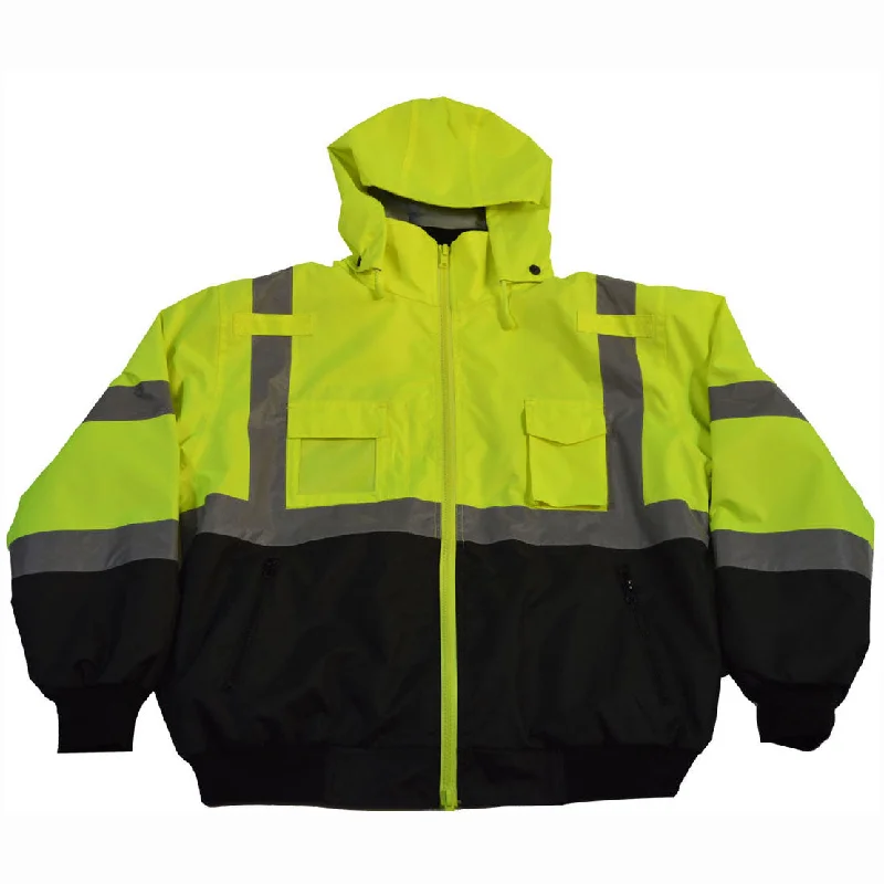 LBBJ-C3 ANSI Class 3 High-Vis LIME/BLACK Two Tone Waterproof Bomber Jacket with Removable Liner