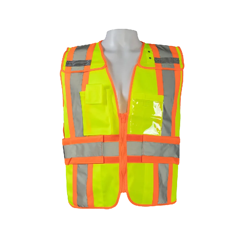 LV2-PSV Lime Solid/Orange Contrast ANSI Class 2 Expandable Breakaway Public Safety Vest