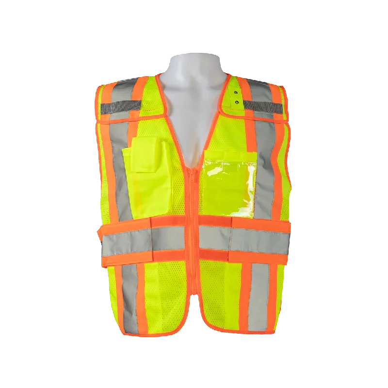 LVM2-PSVP ANSI Class 2 Lime Mesh Orange Contrast Two Tone Incident Command Breakaway Vest