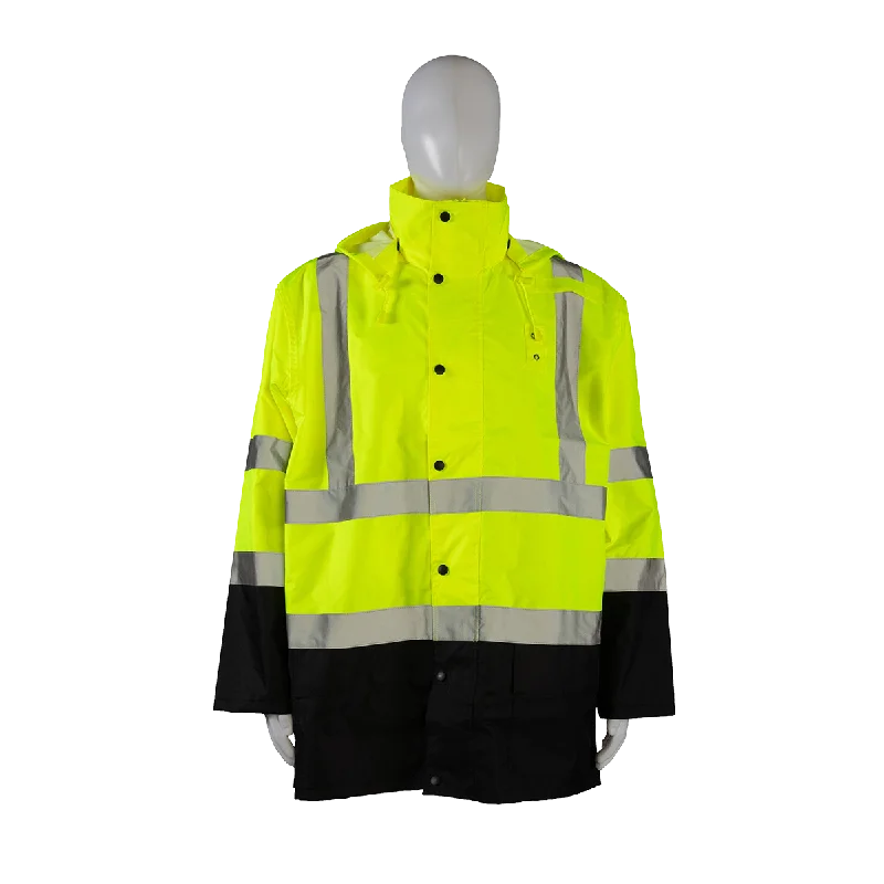 LBRJK-C3 ANSI/ISEA Class 3 Lime/Black Waterproof Rain Jacket