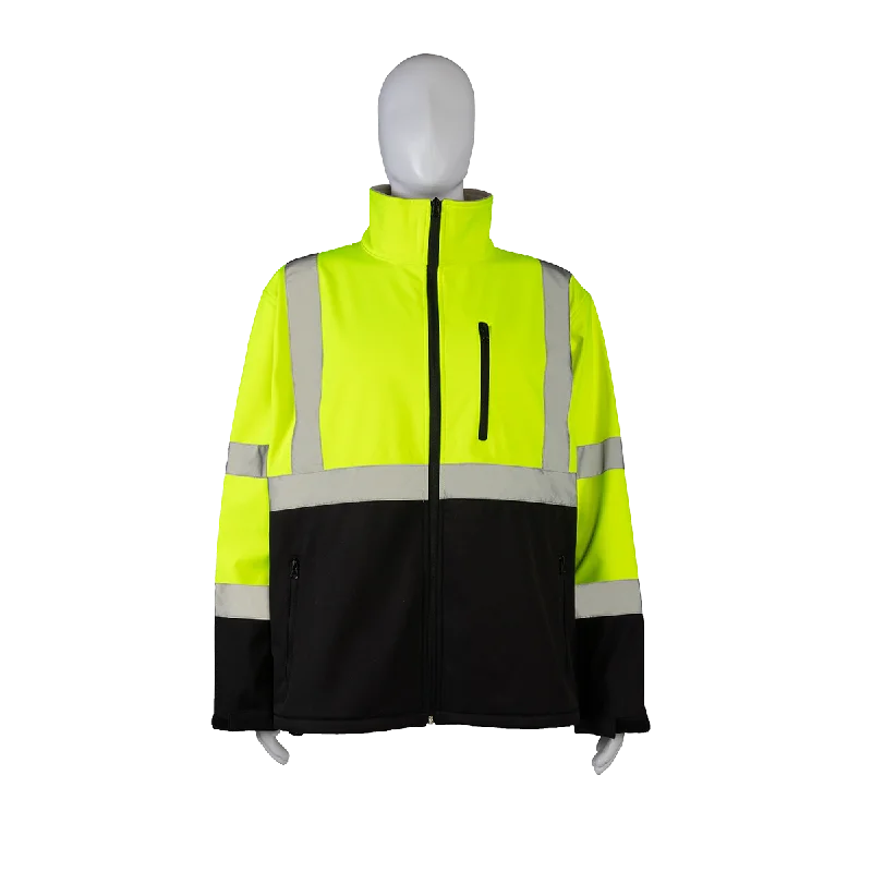 LBSFJ1-C3 ANSI Class 3 LIME/Black Bottom Two Tone Water Resistant Soft Shell Jacket