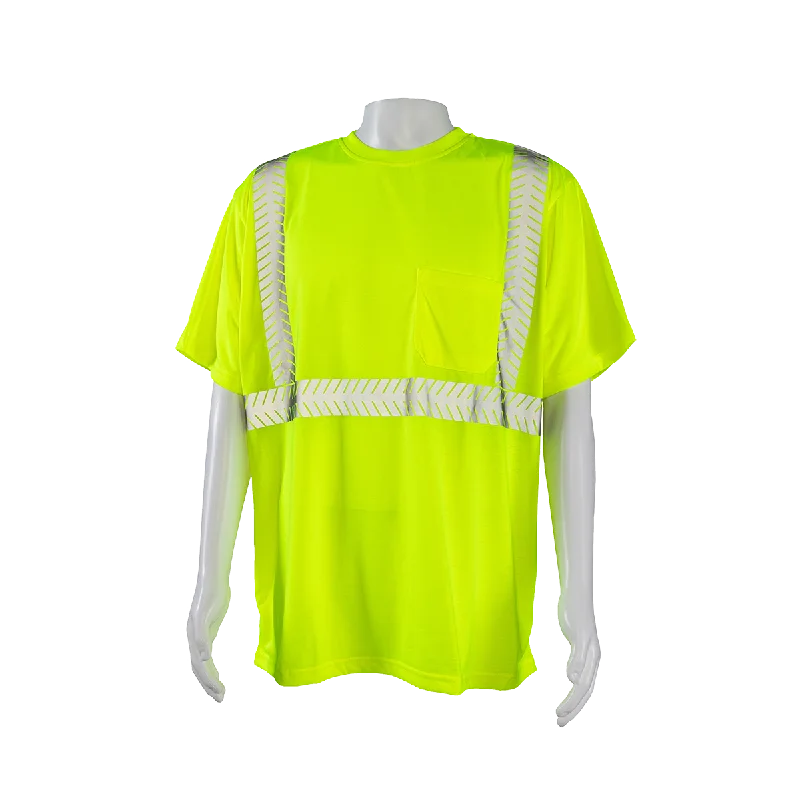 LJTS2 ANSI Class 2 High-Vis Lime Jersey Knit Pocket Short Sleeve T-Shirt