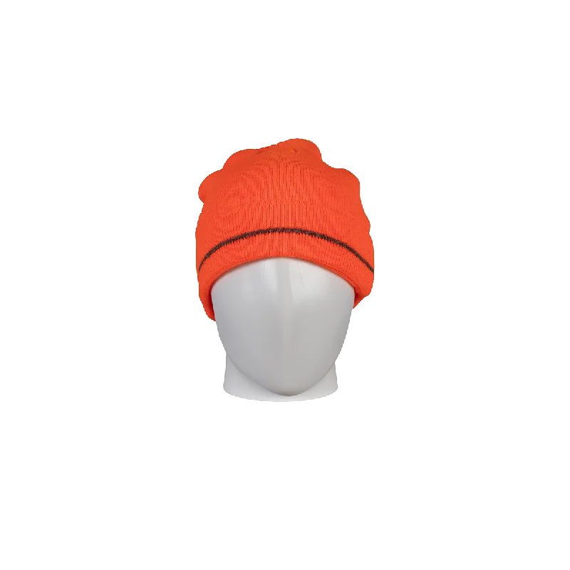 OBE-S1 Orange Safety Beanie Hat with Reflective Stripe