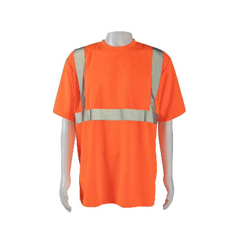 OTS2 ANSI Class 2 High-Vis Orange Birdseye Mesh Short Sleeve T-Shirt