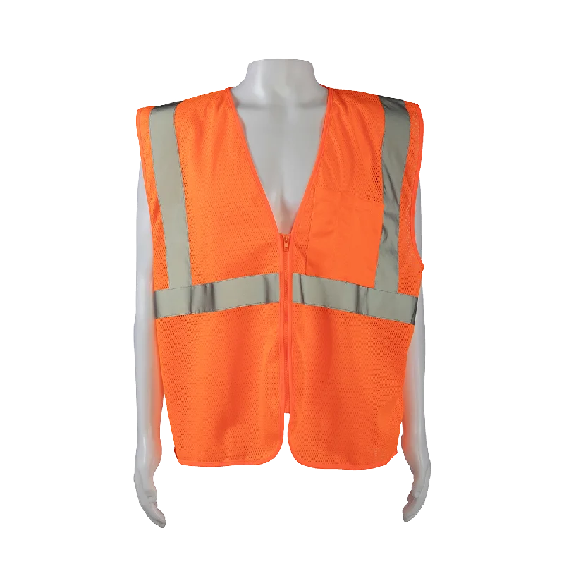 OVM2-CB0 ANSI/ISEA 107-2020 CLASS 2 Orange Mesh Safety Vest Zipper Closure