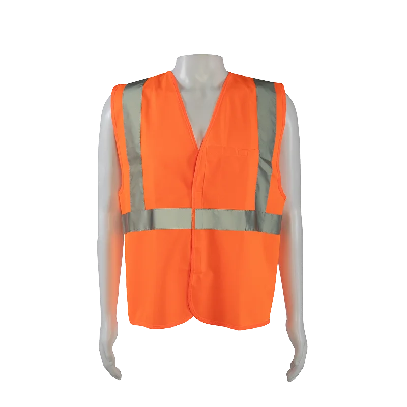 OV2-EC ANSI/ISEA Economy Class 2 Safety Vest Orange Solid Hook & Loop Front Closure