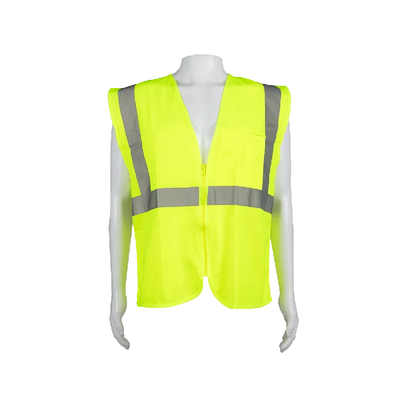 LV2-CB0 ANSI/ISEA 107-2020 CLASS 2 Lime Solid Safety Vest Zipper Closure